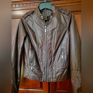 Brown Bomber Jacket with Fur Lining